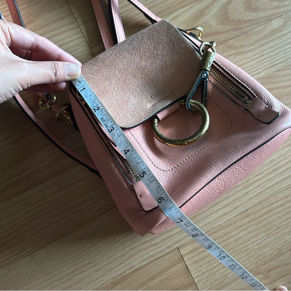 Chloe Faye Pink Suede Two Way Mini Backpack Bag